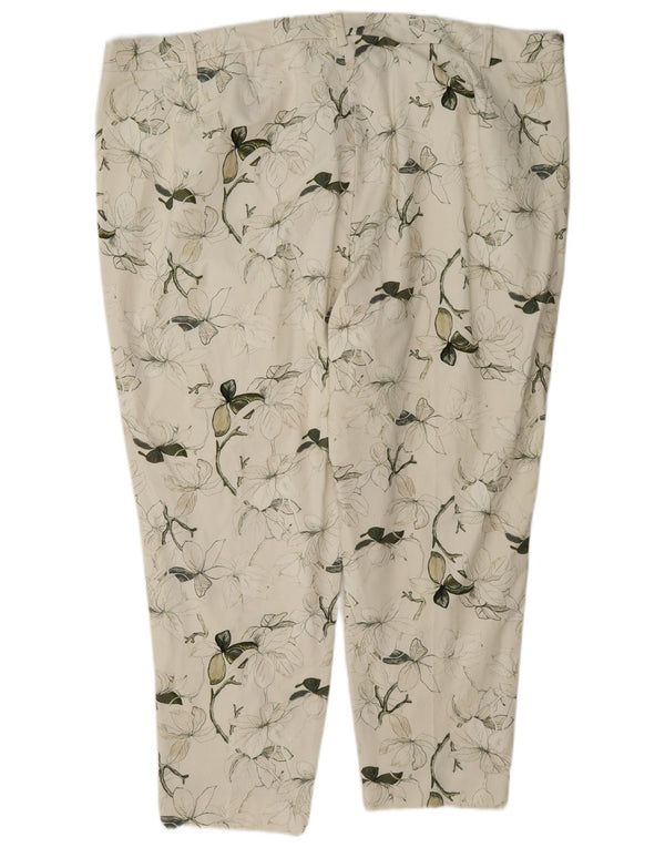 Calça feminina Marks & Spencer Crop Suit Reino Unido 24 4XL W44 L26 Bege Floral
