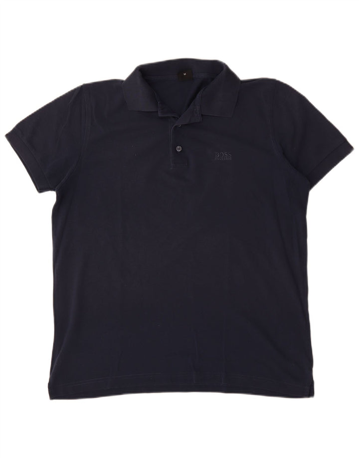 Camisa polo masculina Hugo Boss de algodão azul marinho médio