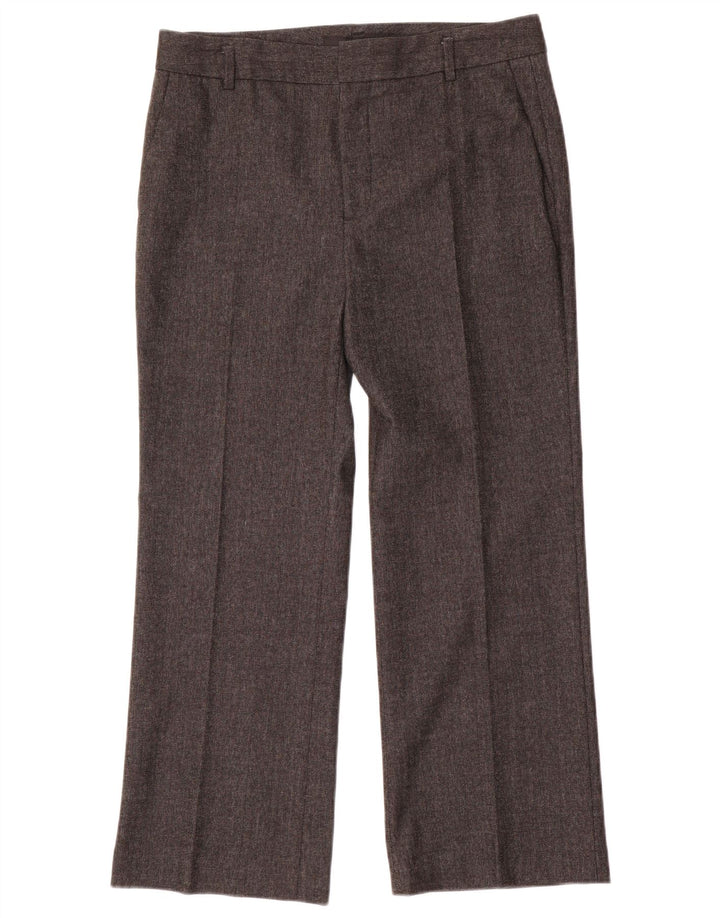 Calça feminina reta Zara EU 40 médio W30 L27 espinha de peixe cinza