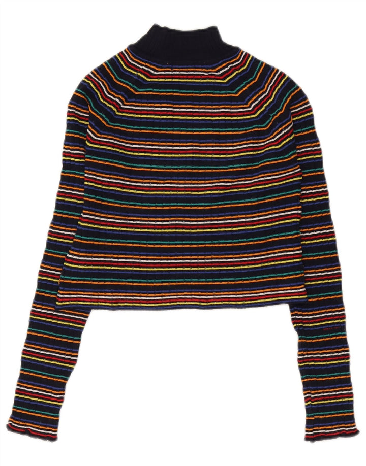 Suéter feminino Zara com gola tartaruga UK 12 listrado médio multicolorido