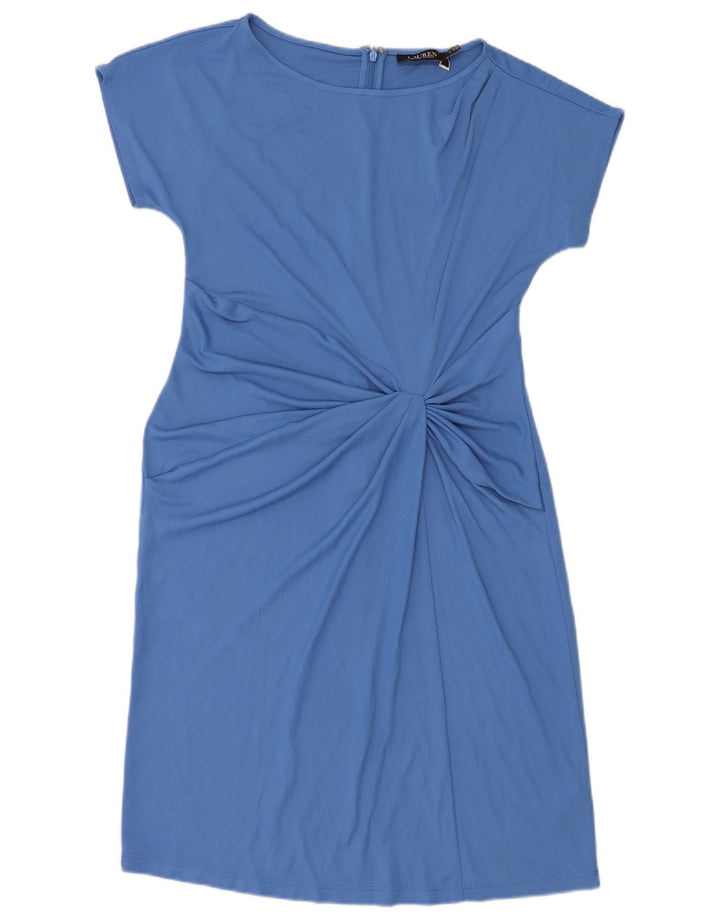 Vestido bainha feminino Ralph Lauren EUA 10 grande poliéster azul