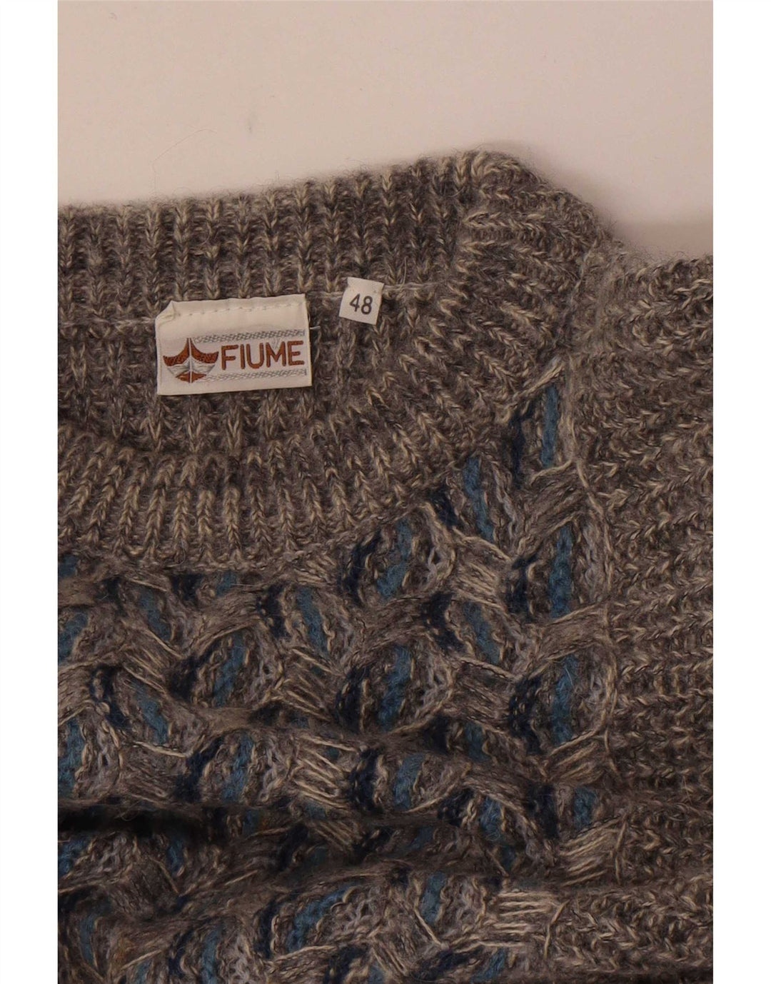 Suéter masculino Fiume com gola canoa IT 48 cinza médio floral