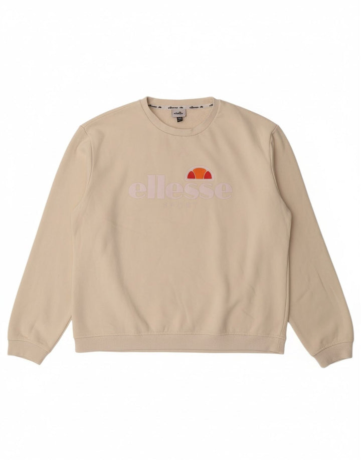 ELLESSE moletom feminino gráfico jumper UK 20 2XL algodão branco
