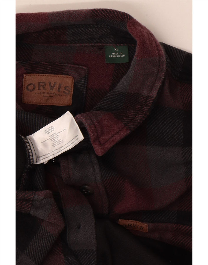 Camisa masculina de flanela Orvis XL algodão xadrez multicolorido