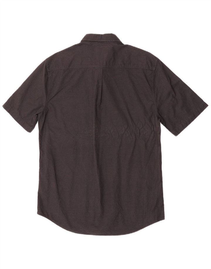 Camisa masculina Superdry de manga curta grande algodão xadrez preto