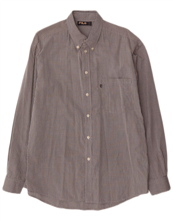 Fila Camisa Masculina Grande Xadrez Cinza