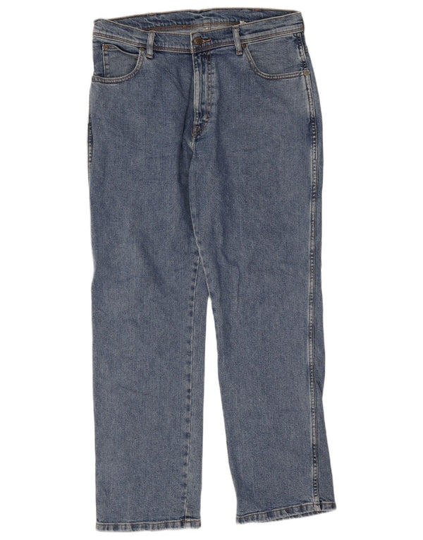 Wrangler Mens Regular Fit Jeans Reta W34 L30 Azul Algodão