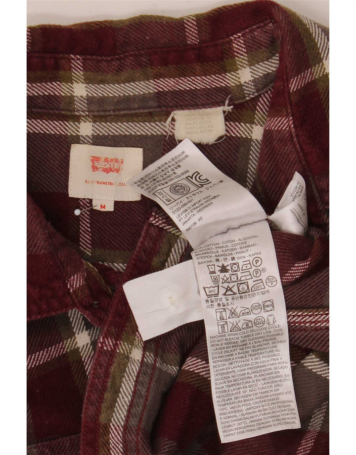 Camisa masculina de flanela Levi's de algodão xadrez médio Borgonha