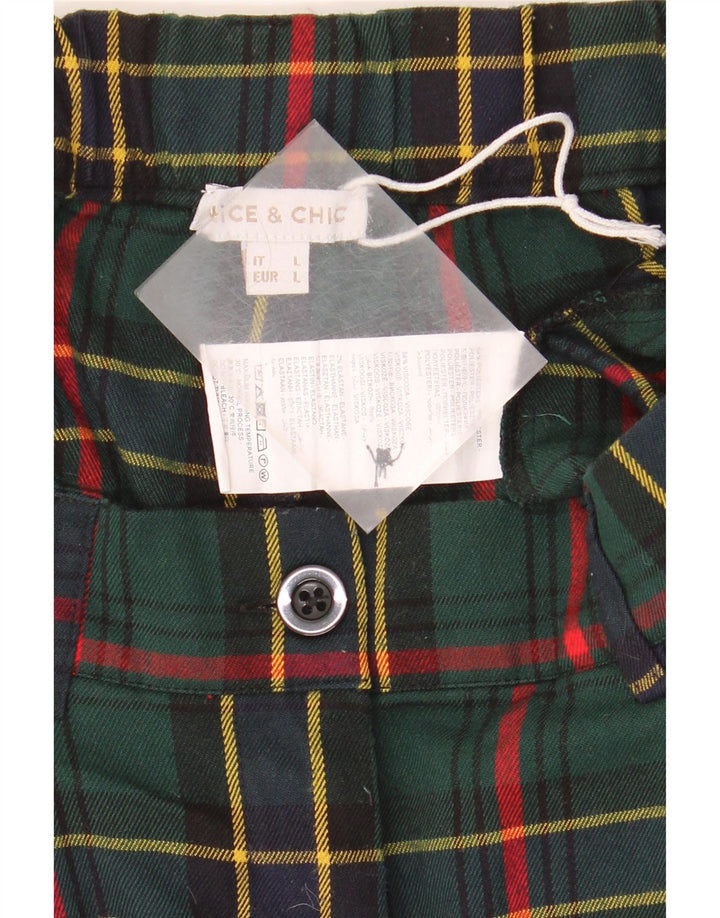 Shorts Chino Feminino Nice & Chic Grande W32 Poliéster Xadrez Verde