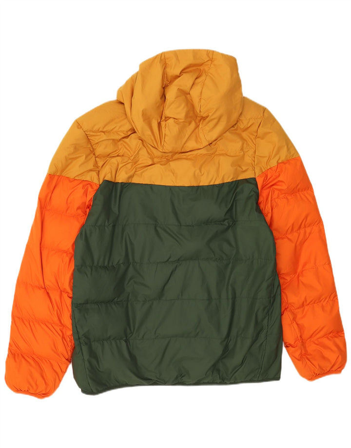 Jaqueta acolchoada com capuz masculina Nike UK 40 grande poliéster amarelo colorblock