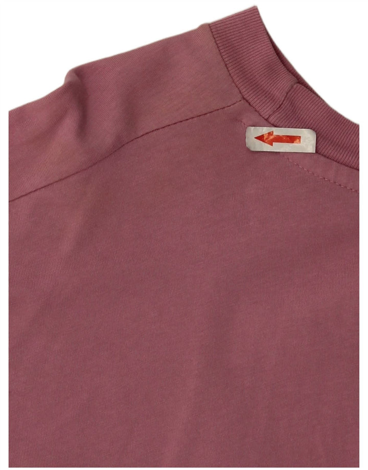 Camiseta feminina Converse Oversized Top UK 10 pequeno algodão rosa