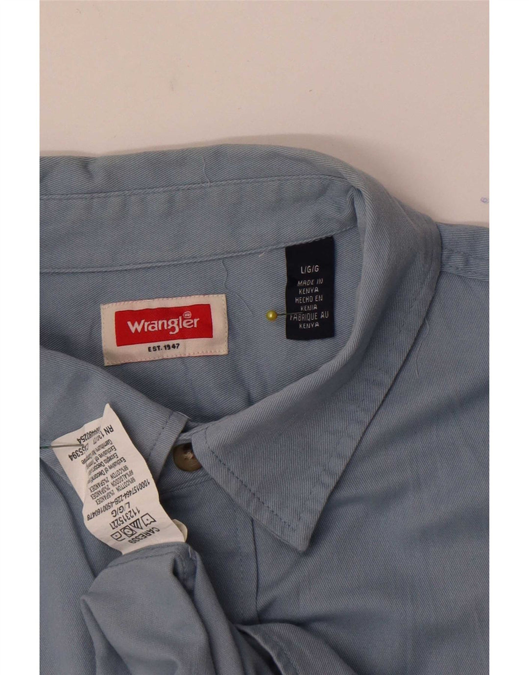 Wrangler Camisa masculina de manga curta grande algodão azul