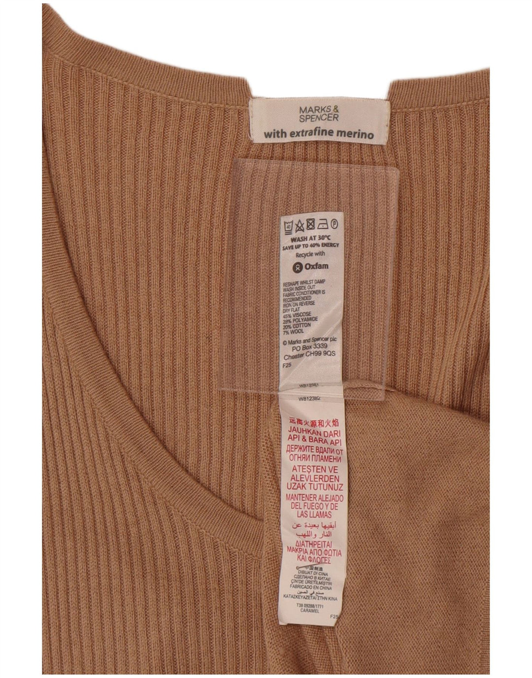 Vestido jumper feminino Marks & Spencer Reino Unido 14 viscose bege médio