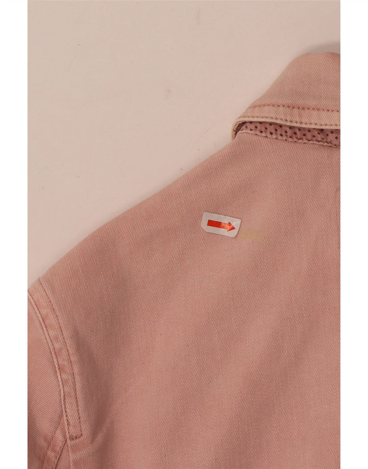 Jaqueta jeans feminina Joules UK 12 algodão rosa médio
