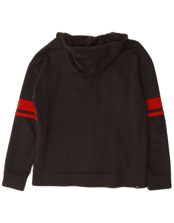 Suéter masculino Puma com capuz e zíper gráfico grande cinza algodão colorido