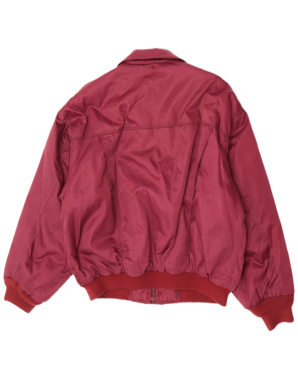 Vintage Mens Padded Bomber Jacket UK 38 Medium Burgundy Nylon