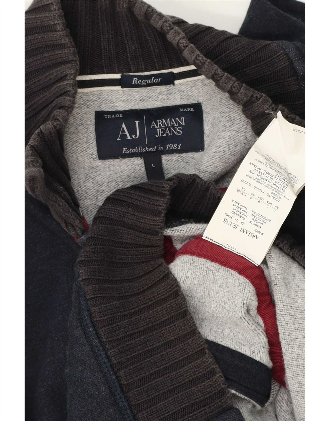 Suéter cardigã masculino Armani Jeans grande algodão azul marinho