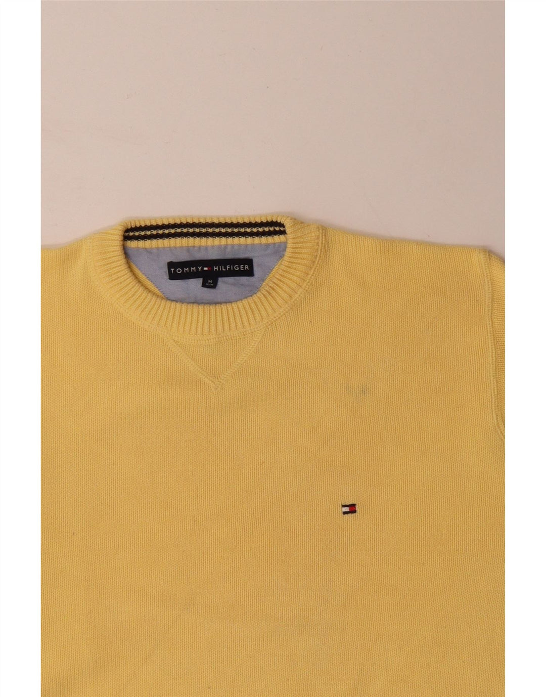 Suéter masculino TOMMY HILFIGER com gola redonda, algodão amarelo médio