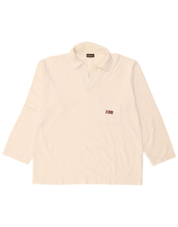 Camisa polo masculina de manga comprida Napapijri XL algodão branco