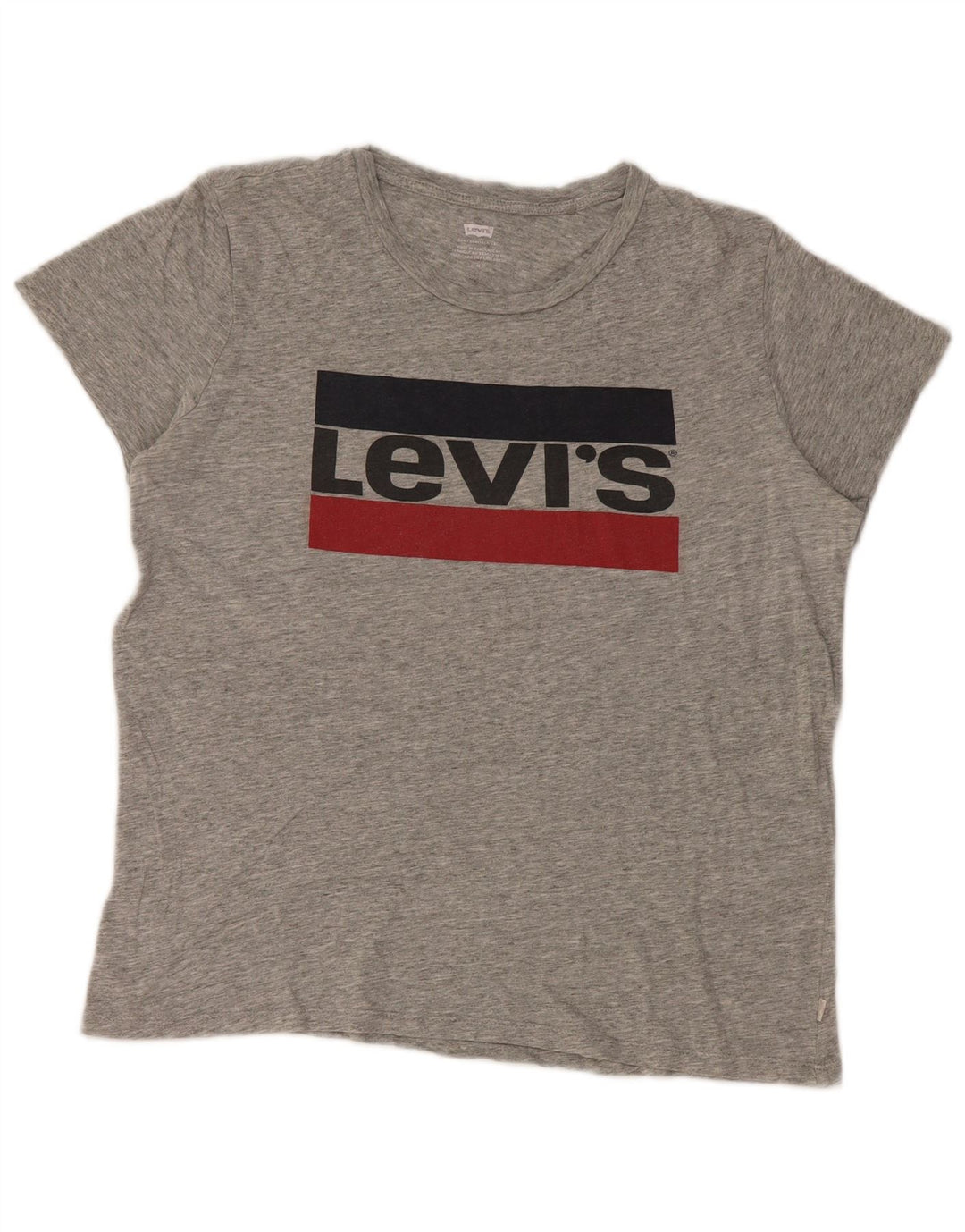 Camiseta feminina gráfica Levi's UK 14 algodão cinza médio