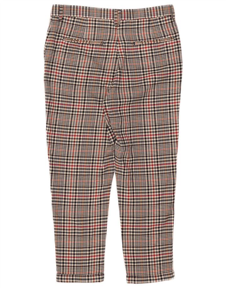 Zara Calça masculina cortada EU 40 Médio W31 L25 Poliéster xadrez bege
