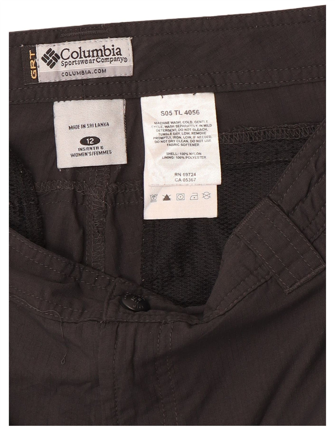 Shorts cargo feminino COLUMBIA EUA 12 grande W32 preto nylon