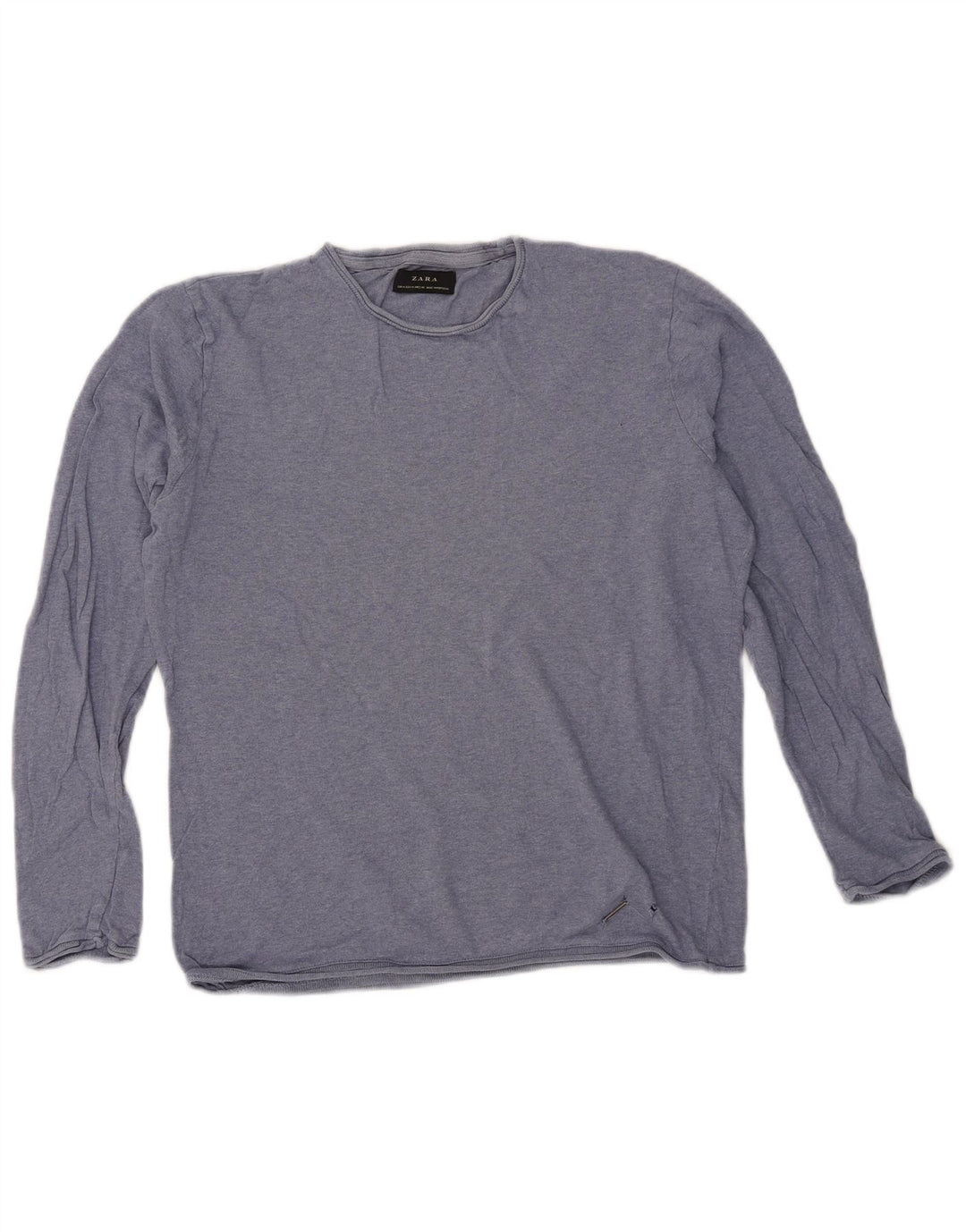 Top feminino Zara manga comprida UK 14 azul médio