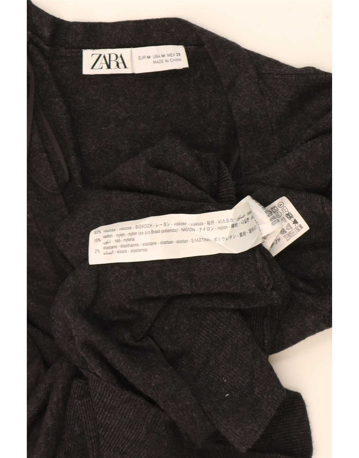 Suéter cardigã feminino Zara Reino Unido 12 Viscose cinza médio