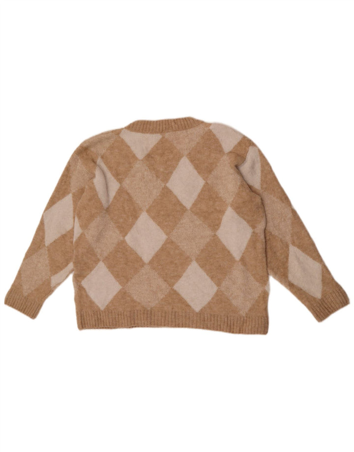 Suéter feminino Marks & Spencer com decote em V Reino Unido 10 pequeno bege
