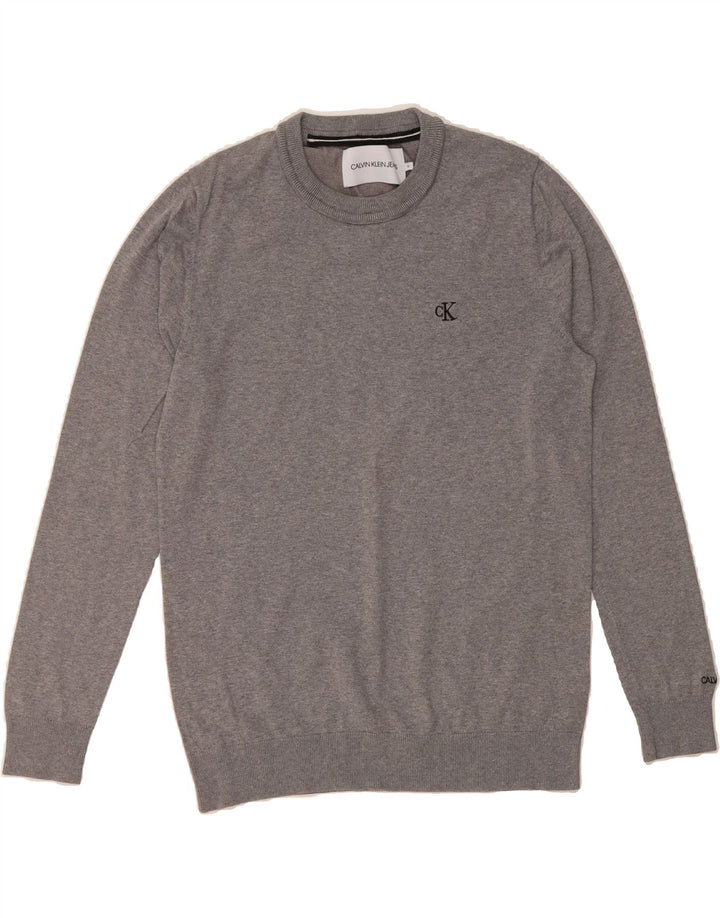 CALVIN KLEIN JEANS Mens Crew Neck Jumper Sweater Medium Grey Cotton Vintage Calvin Klein Jeans and Second-Hand Calvin Klein Jeans from Messina Hembry 