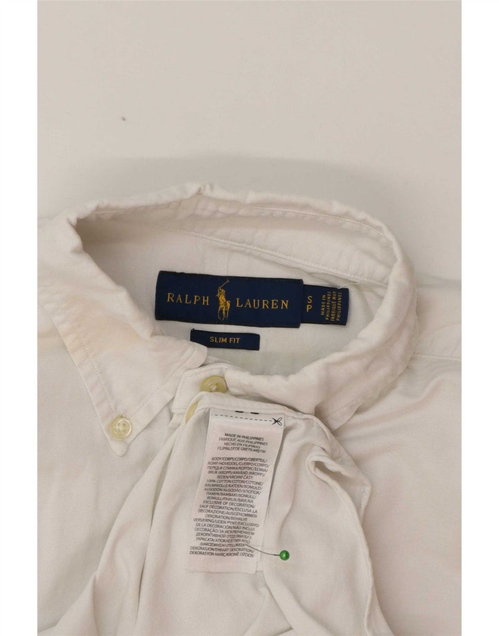 Ralph Lauren Camisa masculina slim fit pequena de algodão branco