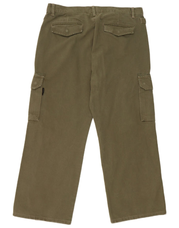 Calça cargo masculina Sergio Tacchini com perna larga W34 L27 verde