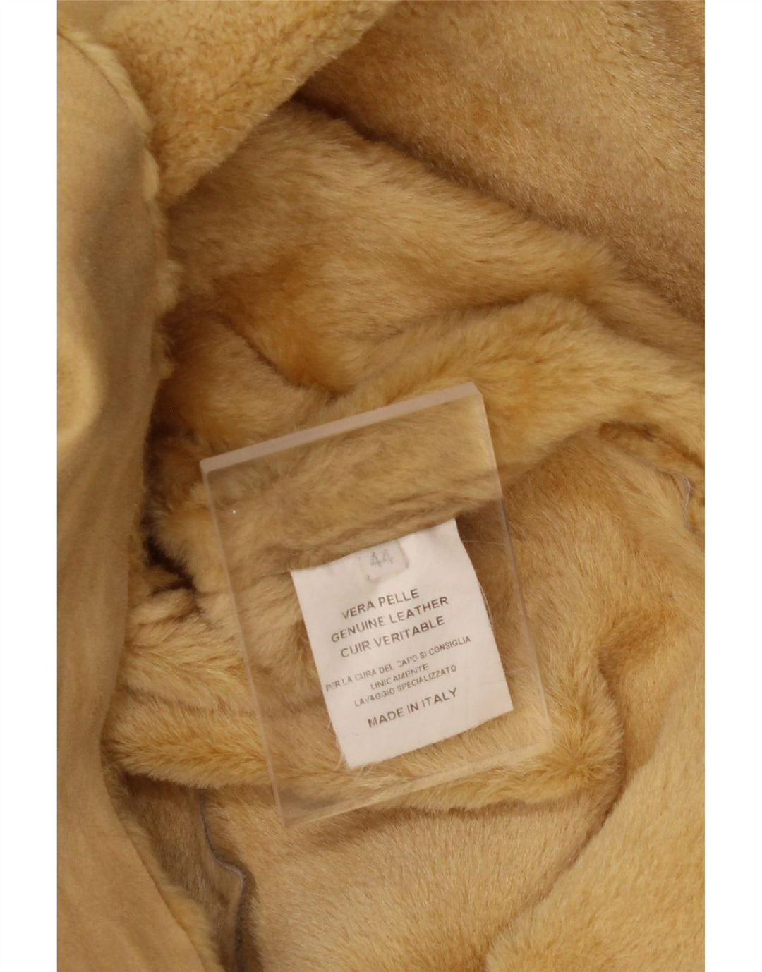 Casaco feminino VINTAGE de shearling IT 44 couro bege médio
