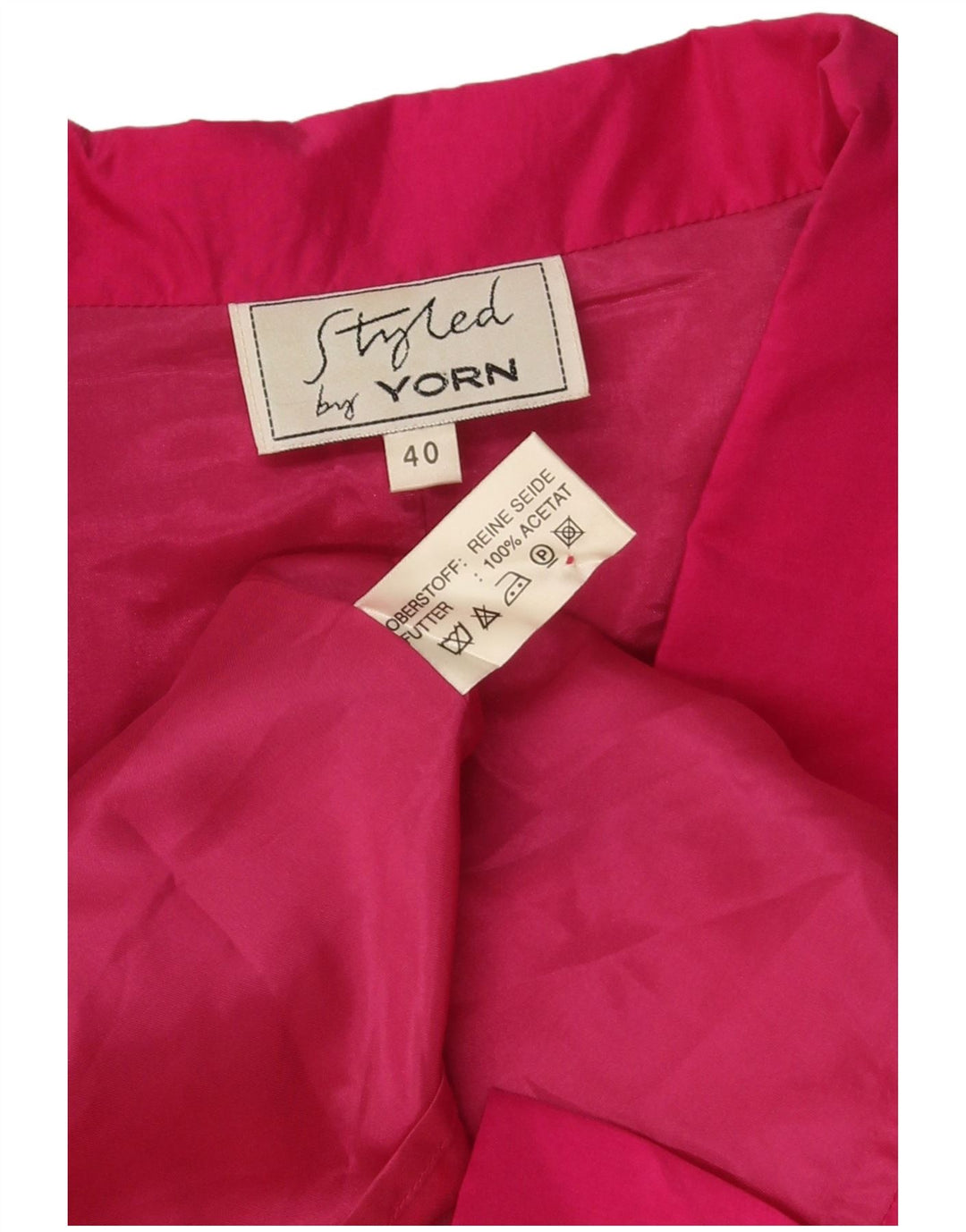 Jaqueta blazer feminina Yorn com 1 botão UE 40 seda rosa médio