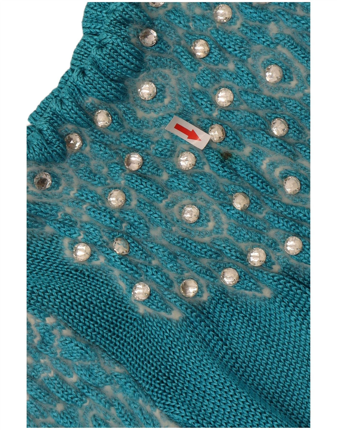 Suéter feminino vintage com estampa abstrata, gola redonda, Reino Unido 14, azul grande