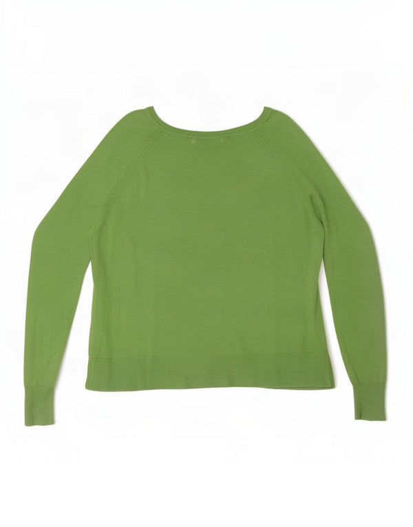 Zara Suéter feminino oversized com gola canoa Reino Unido 10 viscose verde pequena