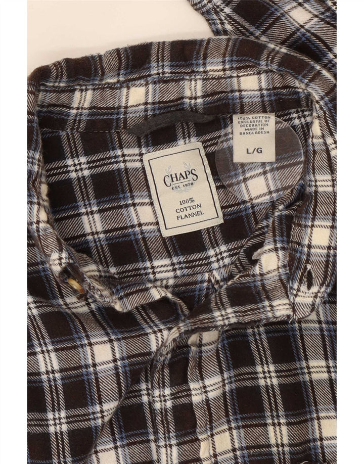 Camisa masculina de flanela Chaps grande algodão xadrez preto