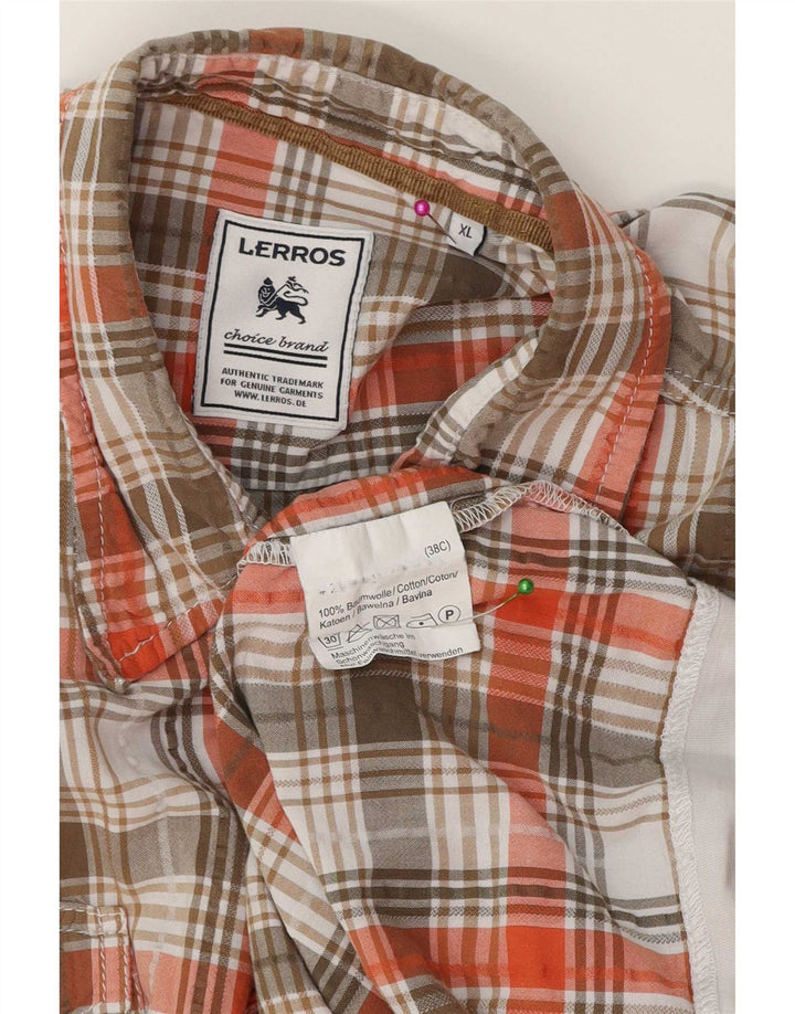Lerros Camisa masculina de manga curta XL algodão xadrez multicolorido