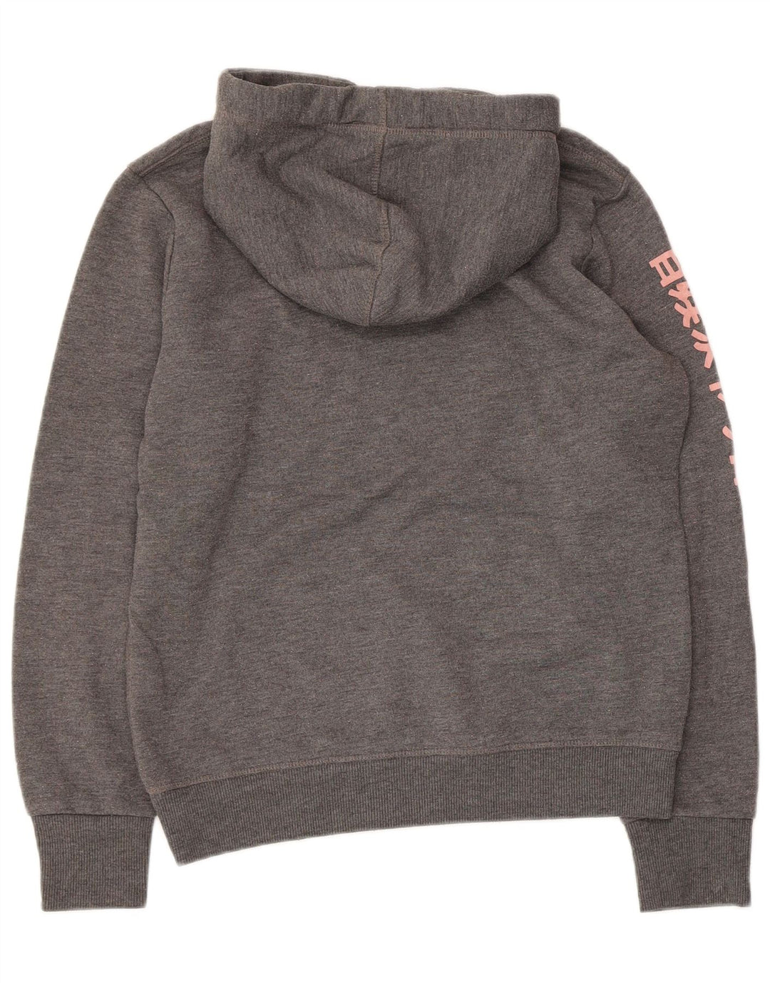 Jumper com capuz gráfico feminino SUPERDRY UK 14 poliéster cinza médio