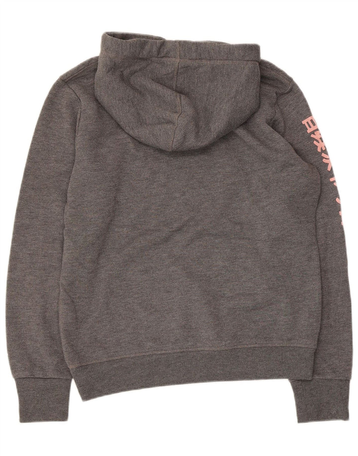 Jumper com capuz gráfico feminino SUPERDRY UK 14 poliéster cinza médio