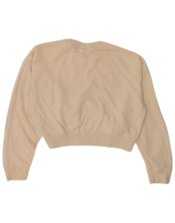 Adidas Womens Crop Oversized Moletom Jumper Reino Unido 10 Pequeno Algodão Bege