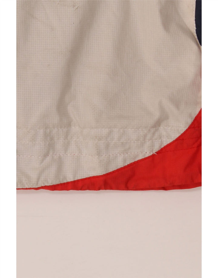 Jaqueta corta-vento feminina com capuz Weird Fish Reino Unido 14 grande bloco colorido branco