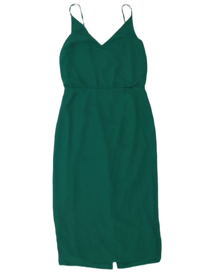 Vestido feminino Oasis sem mangas com bainha UK 12 poliéster verde médio