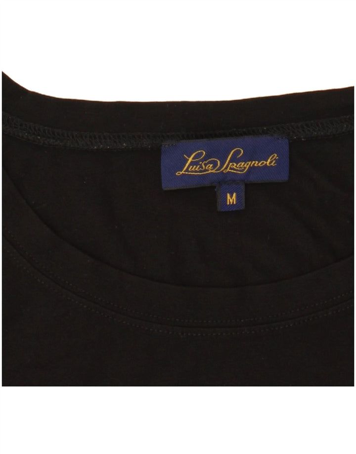 Camiseta feminina estampada Luisa Spagnoli UK 14 médio preto