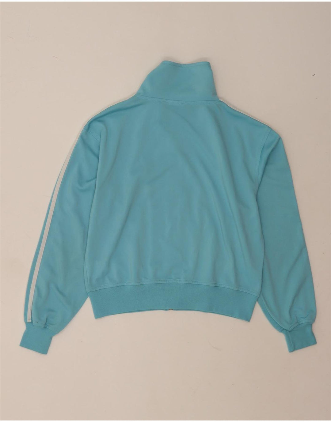 Adidas Womens Crop Tracksuit Top Jacket UK 14 Médio Azul Poliéster