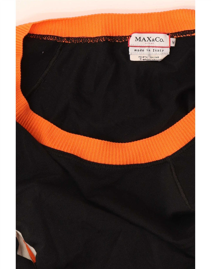 Top feminino sem ombro UK 12 bloco colorido preto médio da Max & Co.