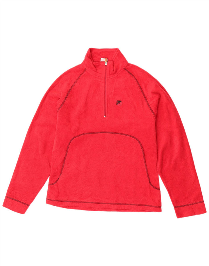 Suéter de lã feminino Fila com zíper e gola IT 46/48 grande poliéster vermelho