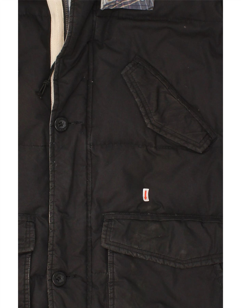 TOMMY HILFIGER Mens Hooded Padded Coat UK 42 XL Black Nylon Vintage Tommy Hilfiger and Second-Hand Tommy Hilfiger from Messina Hembry 