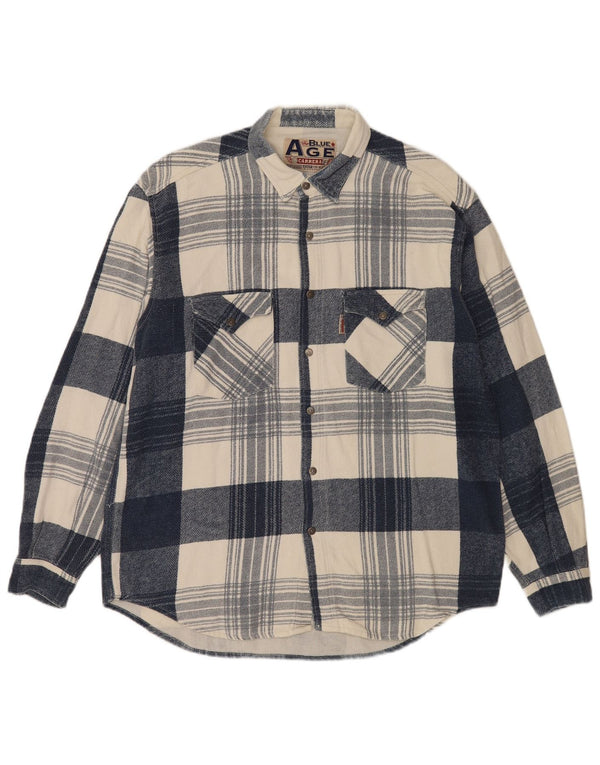 Camisa masculina de flanela Carrera XL azul xadrez