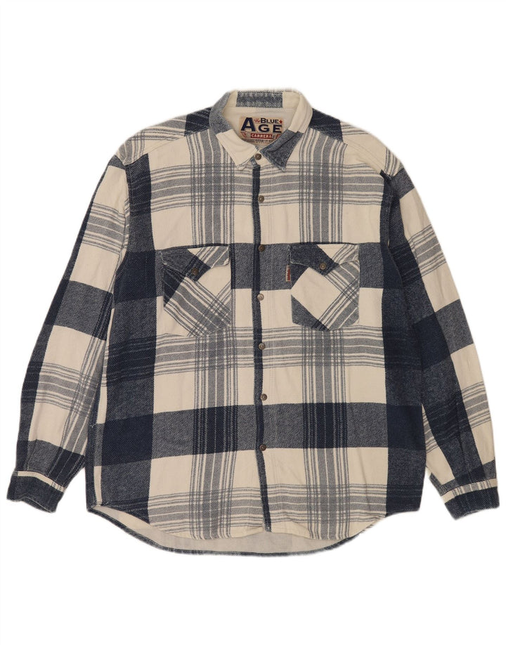 Camisa masculina de flanela Carrera XL azul xadrez
